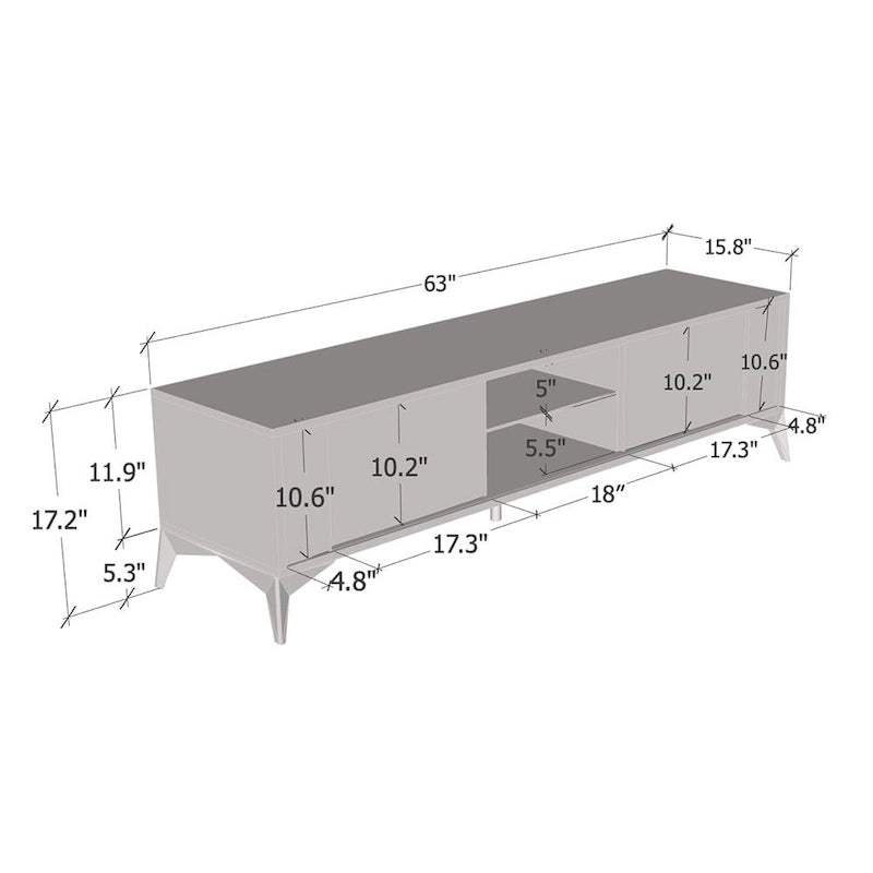 Meuble TV moderne de 160 cm | Façades haute brillance et corps mat | Convient pour TV de 70" | Fabriqué en Europe