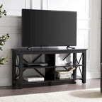 Meuble TV de ferme de 50 po | Accents en métal noir en forme de X | Convient aux téléviseurs de 55 po, capacité supérieure de 75 lb