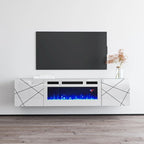 Meuble TV avec cheminée électrique 63" | Convient aux téléviseurs 70" | 3 couleurs de flamme, télécommande