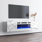 Meuble TV avec cheminée électrique 63" | Convient aux téléviseurs 70" | 3 couleurs de flamme, télécommande