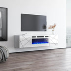 Meuble TV avec cheminée électrique 63" | Convient aux téléviseurs 70" | 3 couleurs de flamme, télécommande