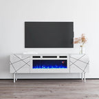Meuble TV avec cheminée électrique 63" | Convient aux téléviseurs 70" | 3 couleurs de flamme, télécommande