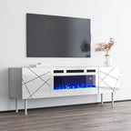 Meuble TV avec cheminée électrique 63" | Convient aux téléviseurs 70" | 3 couleurs de flamme, télécommande