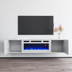 Meuble TV avec cheminée électrique 63" | Convient aux téléviseurs 70" | 3 couleurs de flamme, télécommande