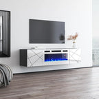 Meuble TV avec cheminée électrique 63" | Convient aux téléviseurs 70" | 3 couleurs de flamme, télécommande