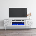 Meuble TV avec cheminée électrique 63" | Convient aux téléviseurs 70" | 3 couleurs de flamme, télécommande
