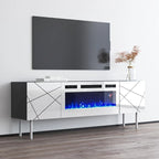 Meuble TV avec cheminée électrique 63" | Convient aux téléviseurs 70" | 3 couleurs de flamme, télécommande
