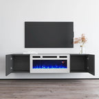 Meuble TV avec cheminée électrique 63" | Convient aux téléviseurs 70" | 3 couleurs de flamme, télécommande