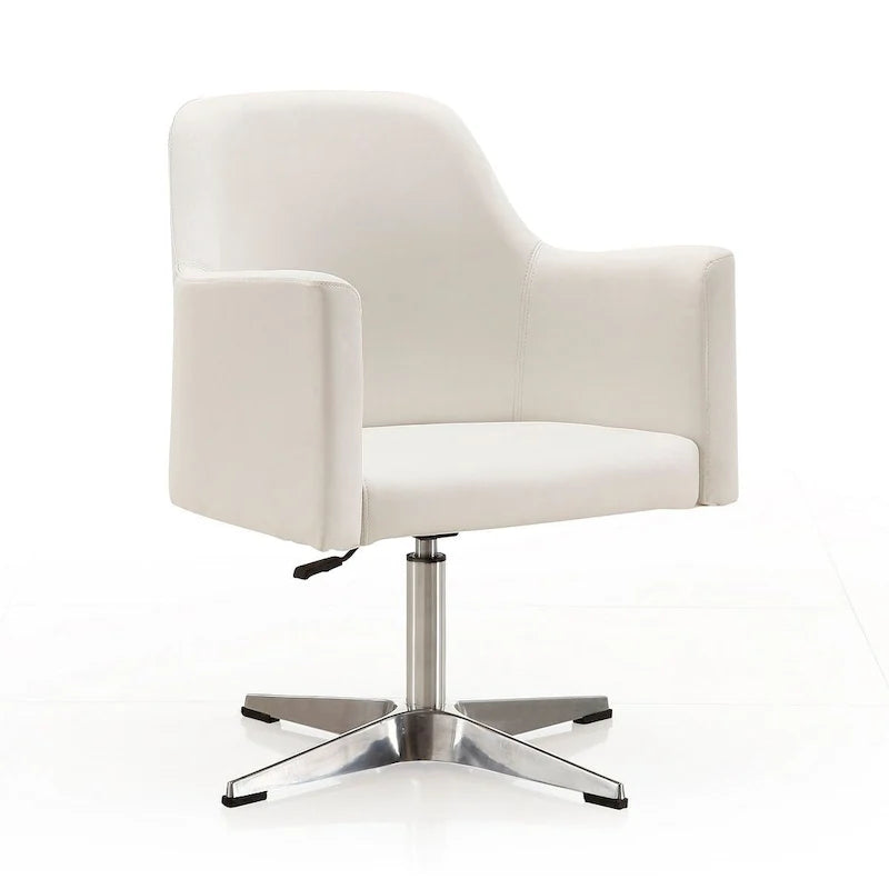 Fauteuil d'appoint pivotant en similicuir à hauteur réglable | Piètement chromé | Capacité de 113 kg