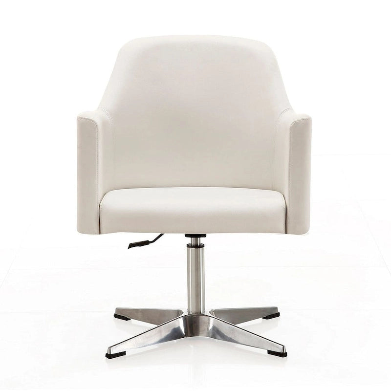 Fauteuil d'appoint pivotant en similicuir à hauteur réglable | Piètement chromé | Capacité de 113 kg