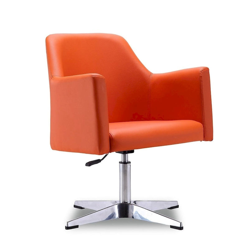 Fauteuil d'appoint pivotant en similicuir à hauteur réglable | Piètement chromé | Capacité de 113 kg