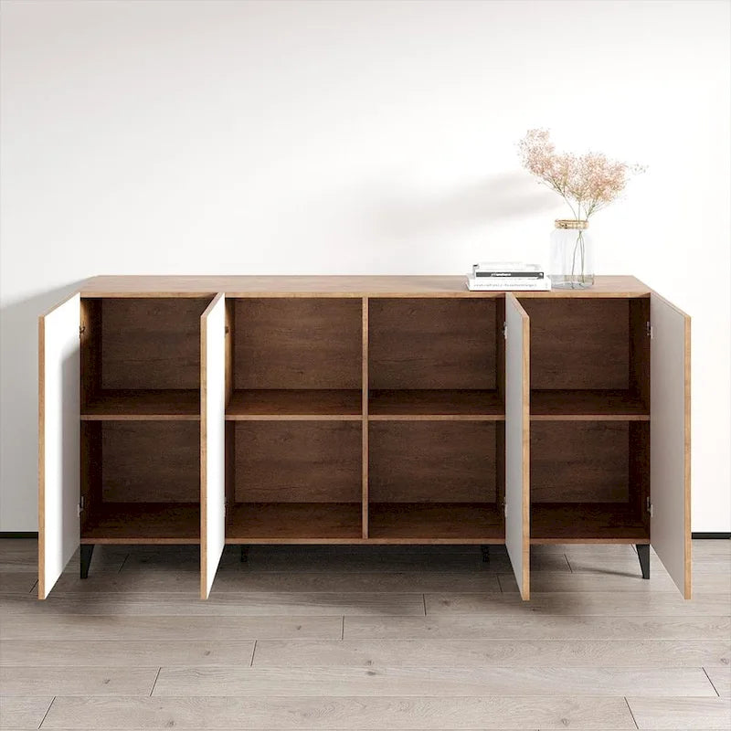 Buffet moderne de 75 po au fini mat | Grand espace de rangement | Fabrication européenne, livré à plat