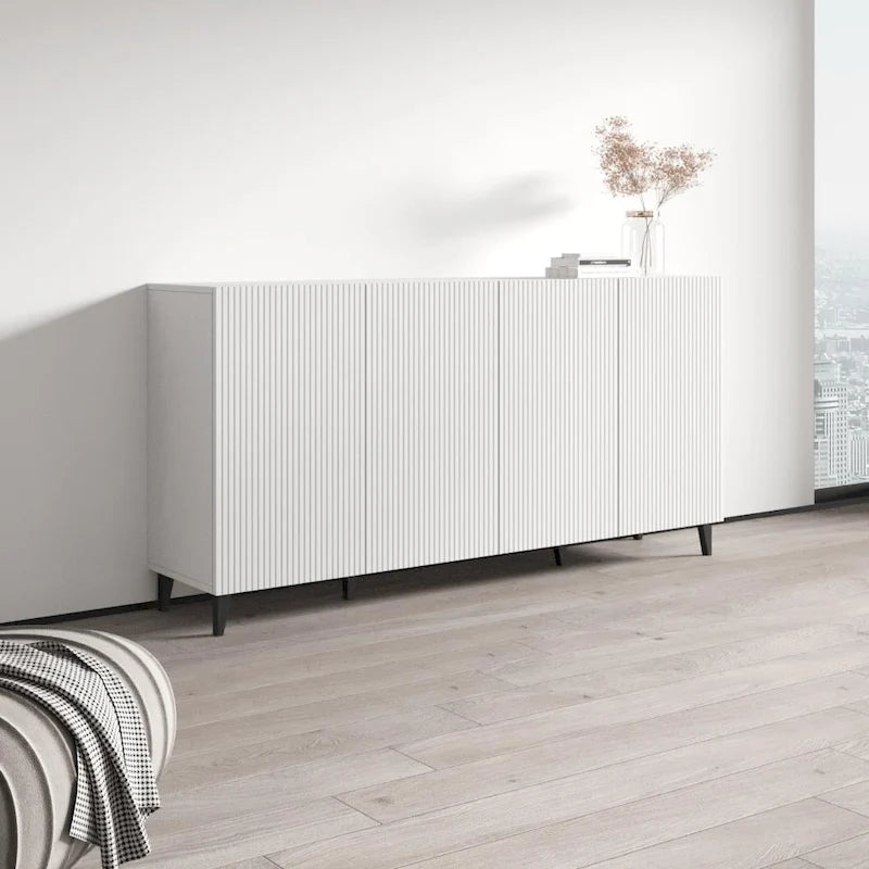 Buffet moderne de 75 po au fini mat | Grand espace de rangement | Fabrication européenne, livré à plat