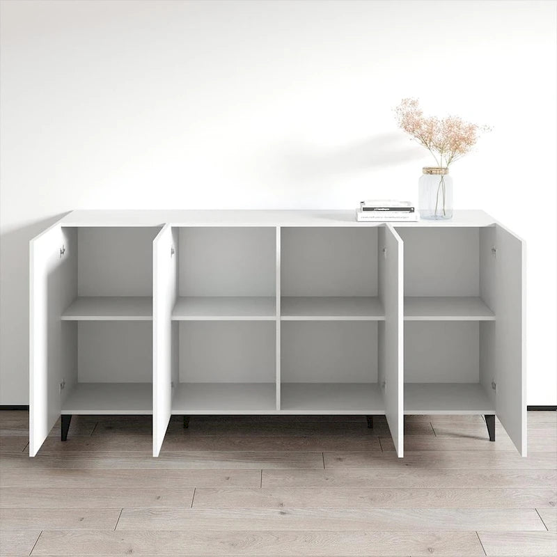 Buffet moderne de 75 po au fini mat | Grand espace de rangement | Fabrication européenne, livré à plat