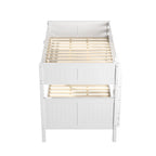 Lit superposé double sur double avec lit gigogne simple | Bois massif | Tête de lit à panneaux, barrières de sécurité