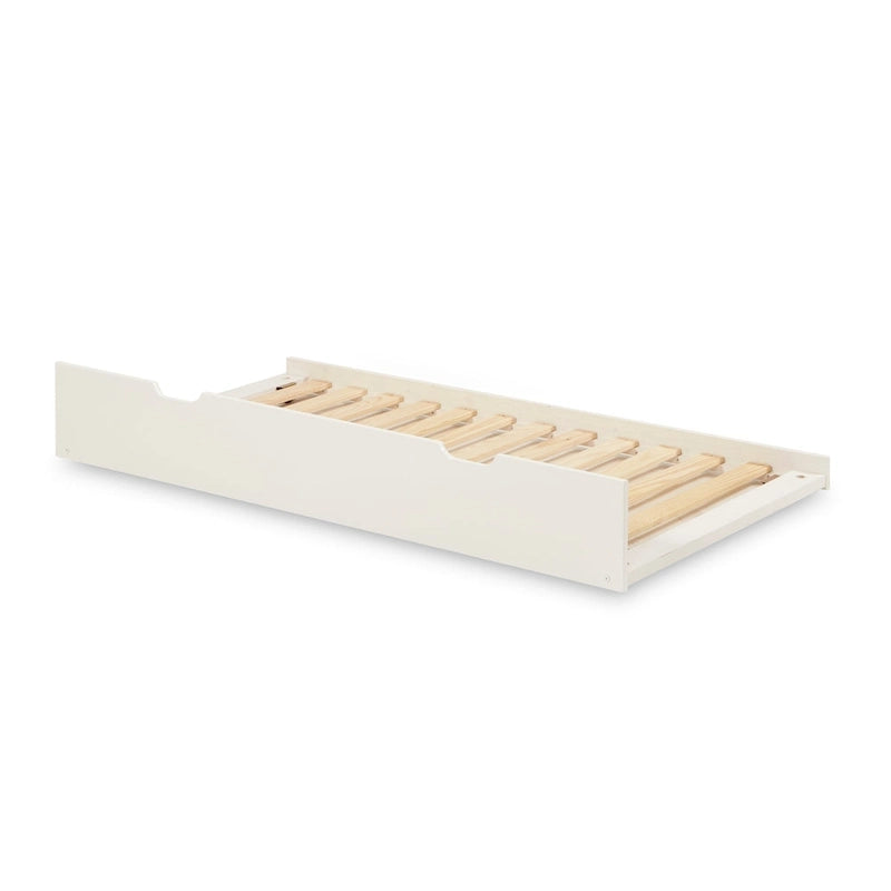 Lit superposé double sur double avec lit gigogne simple | Bois massif | Tête de lit à panneaux, barrières de sécurité