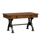 Bureau de 56" avec 3 tiroirs et tablette coulissante pour clavier | Base industrielle en métal | Brun