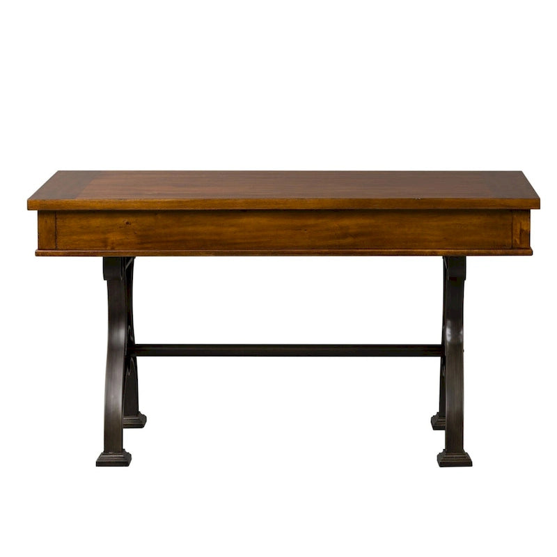 Bureau de 56" avec 3 tiroirs et tablette coulissante pour clavier | Base industrielle en métal | Brun