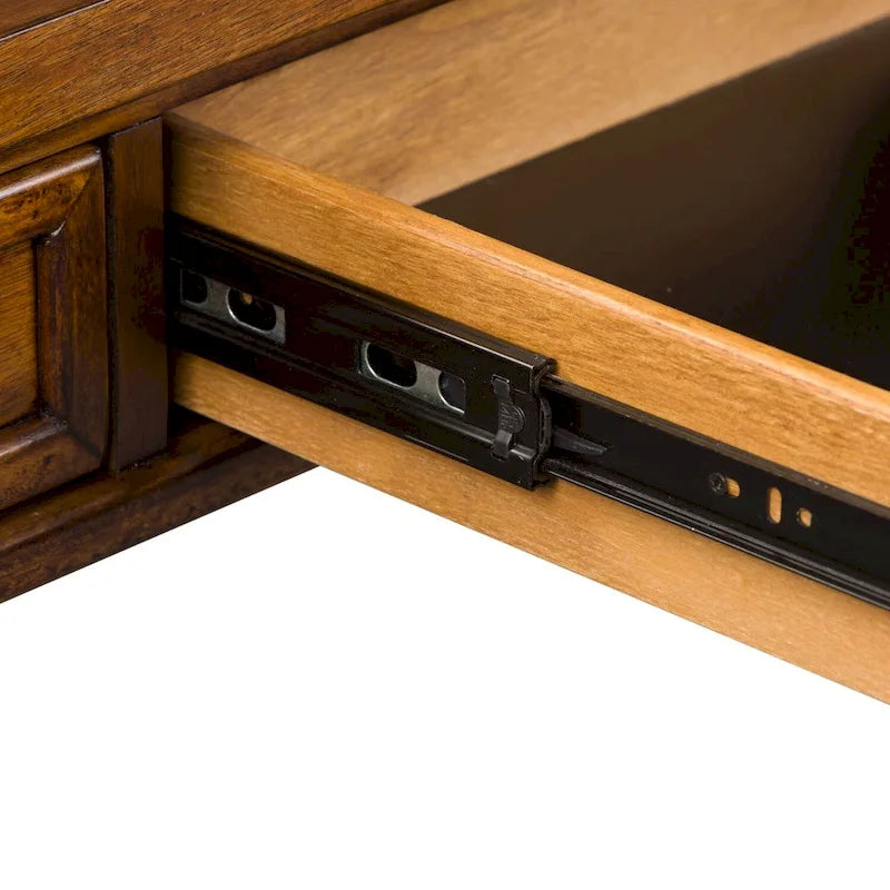 Bureau de 56" avec 3 tiroirs et tablette coulissante pour clavier | Base industrielle en métal | Brun