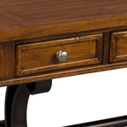Bureau de 56" avec 3 tiroirs et tablette coulissante pour clavier | Base industrielle en métal | Brun