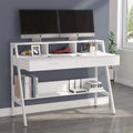 Bureau d'ordinateur 47" avec 2 tiroirs, étagères de rangement et support d'écran | Bureau à domicile