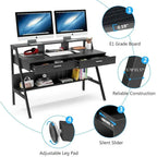 Bureau d'ordinateur 47" avec 2 tiroirs, étagères de rangement et support d'écran | Bureau à domicile