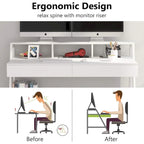 Bureau d'ordinateur 47" avec 2 tiroirs, étagères de rangement et support d'écran | Bureau à domicile