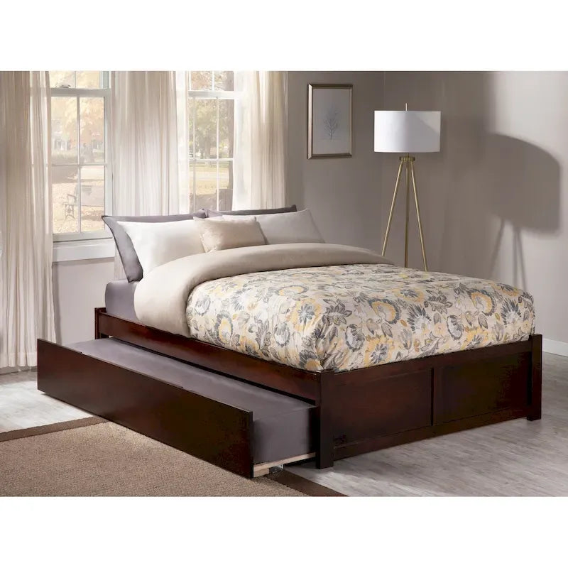 Lit plateforme King avec lit gigogne double XL | Bois massif | Sans sommier tapissier, capacité de 363 kg