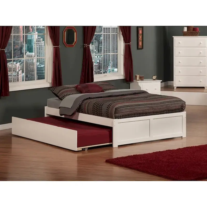 Lit plateforme King avec lit gigogne double XL | Bois massif | Sans sommier tapissier, capacité de 363 kg