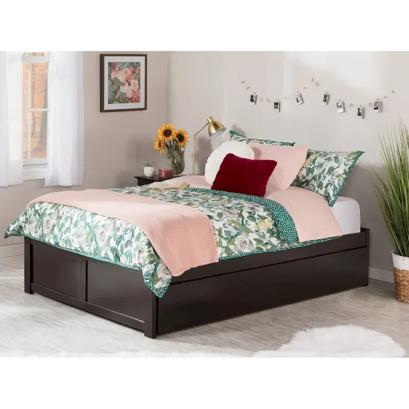 Lit plateforme King avec lit gigogne double XL | Bois massif | Sans sommier tapissier, capacité de 363 kg