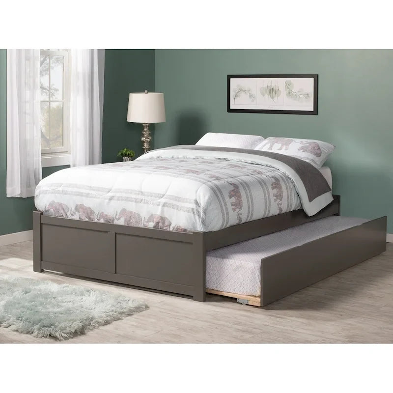 Lit plateforme King avec lit gigogne double XL | Bois massif | Sans sommier tapissier, capacité de 363 kg
