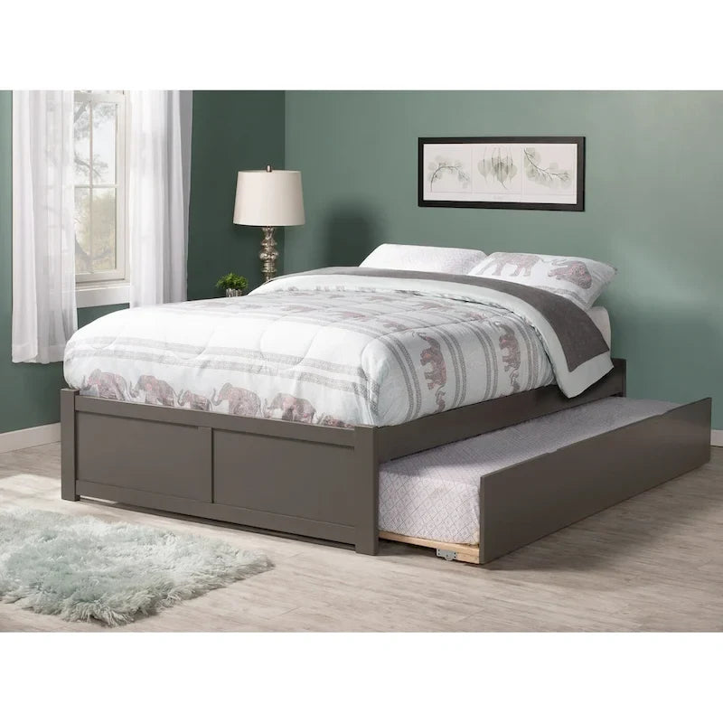 Lit plateforme King avec lit gigogne double XL | Bois massif | Sans sommier tapissier, capacité de 363 kg