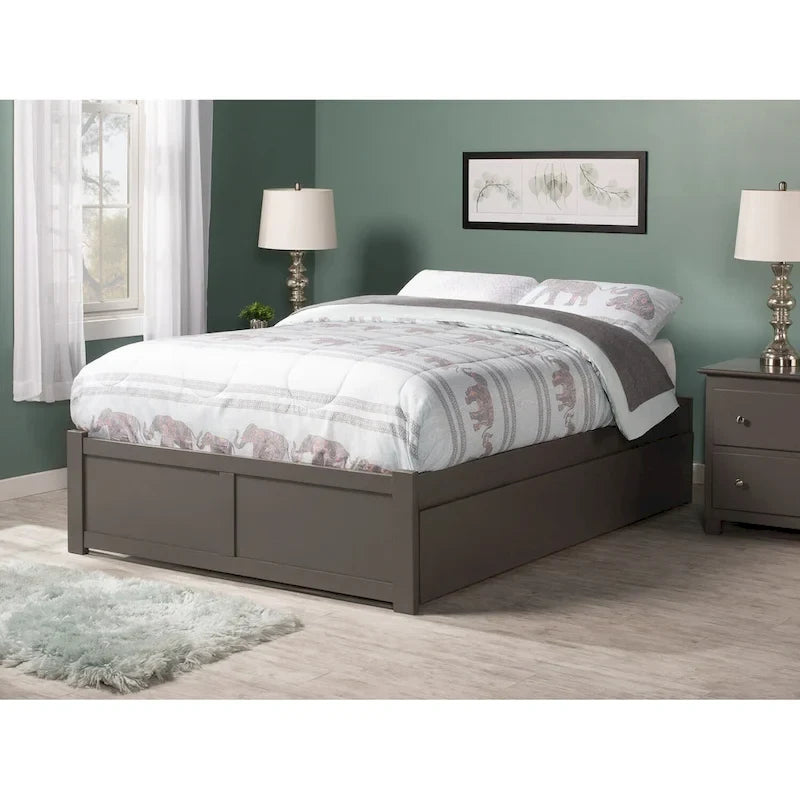 Lit plateforme King avec lit gigogne double XL | Bois massif | Sans sommier tapissier, capacité de 363 kg