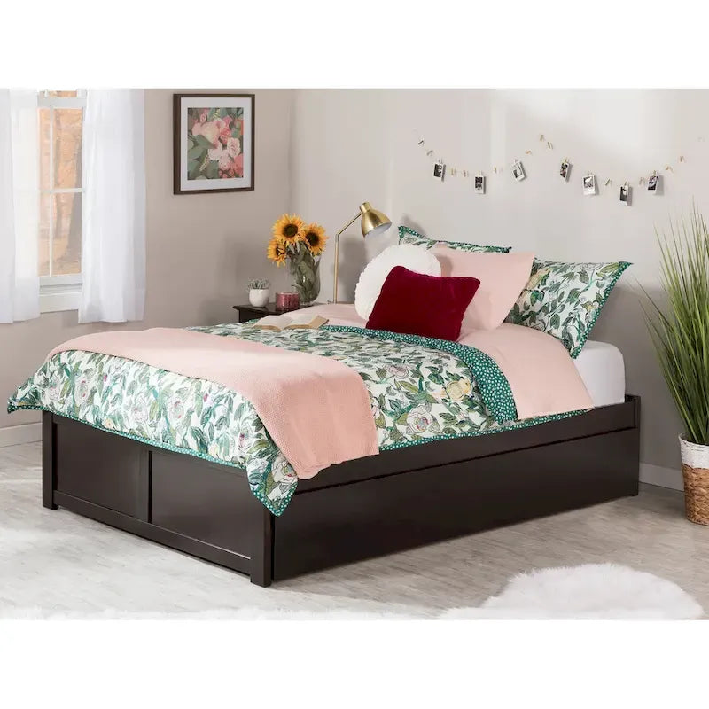 Lit plateforme King avec lit gigogne double XL | Bois massif | Sans sommier tapissier, capacité de 363 kg