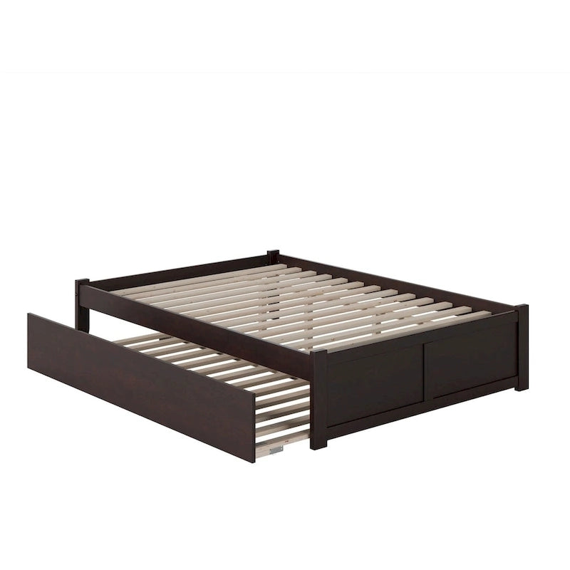 Lit plateforme King avec lit gigogne double XL | Bois massif | Sans sommier tapissier, capacité de 363 kg