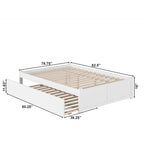 Lit plateforme King avec lit gigogne double XL | Bois massif | Sans sommier tapissier, capacité de 363 kg