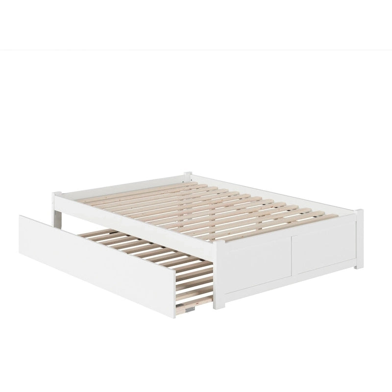 Lit plateforme King avec lit gigogne double XL | Bois massif | Sans sommier tapissier, capacité de 363 kg