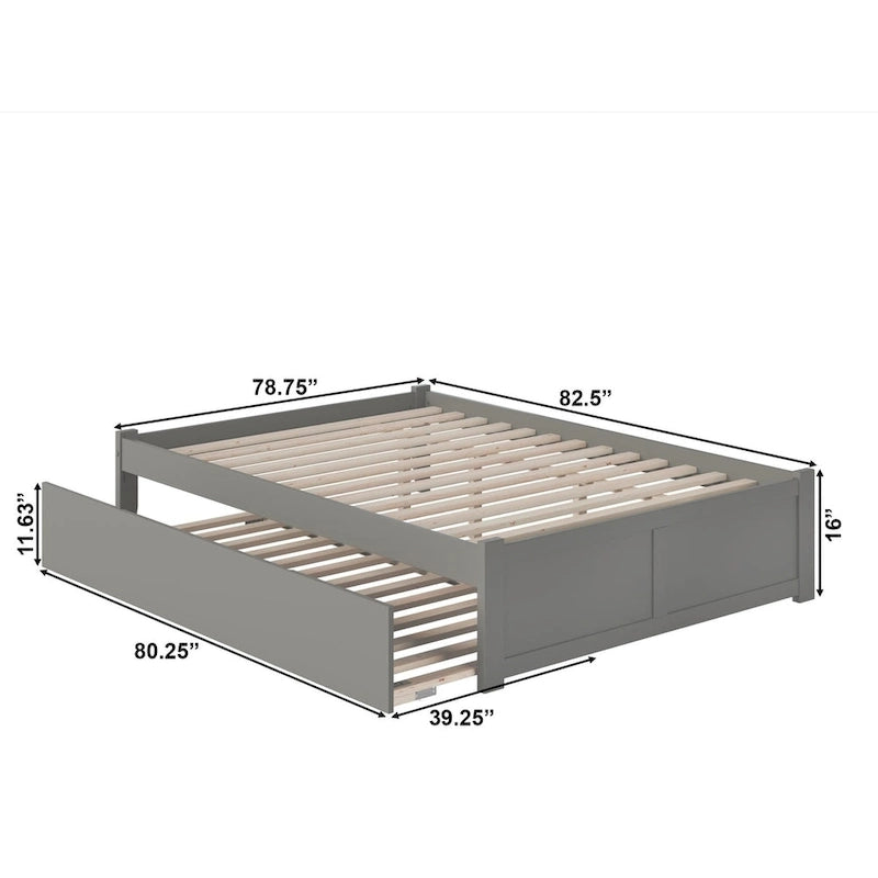 Lit plateforme King avec lit gigogne double XL | Bois massif | Sans sommier tapissier, capacité de 363 kg