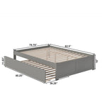 Lit plateforme King avec lit gigogne double XL | Bois massif | Sans sommier tapissier, capacité de 363 kg