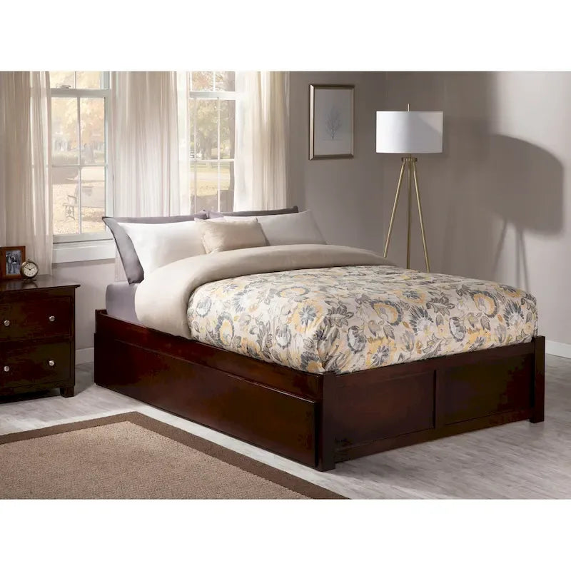 Lit plateforme King avec lit gigogne double XL | Bois massif | Sans sommier tapissier, capacité de 363 kg