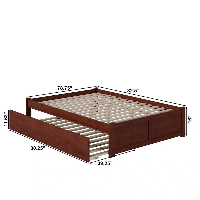 Lit plateforme King avec lit gigogne double XL | Bois massif | Sans sommier tapissier, capacité de 363 kg