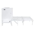 Lit escamotable Queen Size avec bureau, port USB, étagères amovibles de chaque côté
