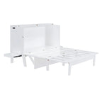 Lit escamotable Queen Size avec bureau, port USB, étagères amovibles de chaque côté