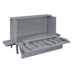 Lit escamotable Queen Size avec bureau, port USB, étagères amovibles de chaque côté