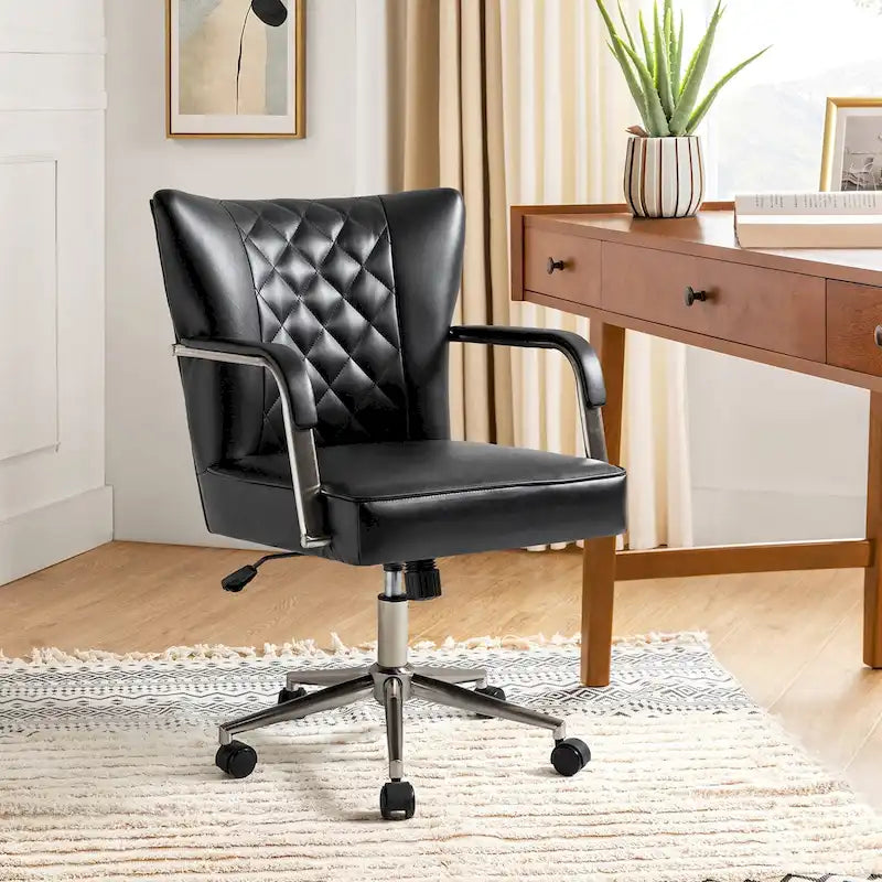 Chaise de bureau moderne pivotante à hauteur réglable avec capitonnage en losanges