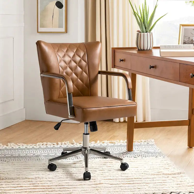 Felice Modern Swivel Height Adjustment Diamond-Tufted Office Chair by HULALA HOME
