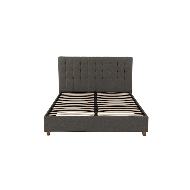 Lit plateforme capitonné | Tête de lit capitonnée carrée | Sans sommier tapissier, capacité de 227 kg
