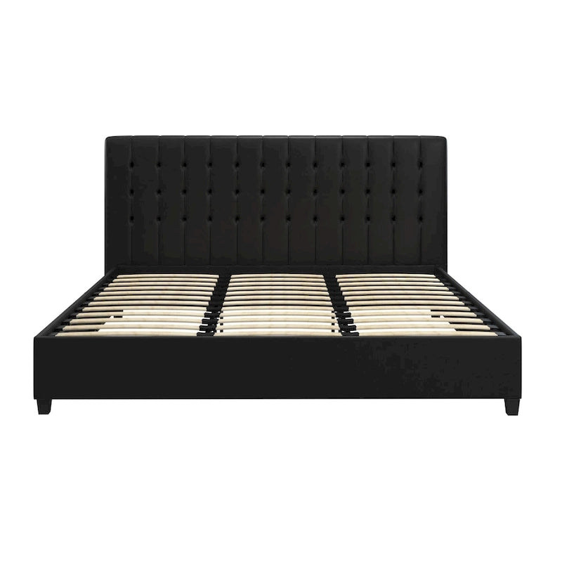 Lit plateforme capitonné | Tête de lit capitonnée carrée | Sans sommier tapissier, capacité de 227 kg