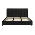 Lit plateforme capitonné | Tête de lit capitonnée carrée | Sans sommier tapissier, capacité de 227 kg