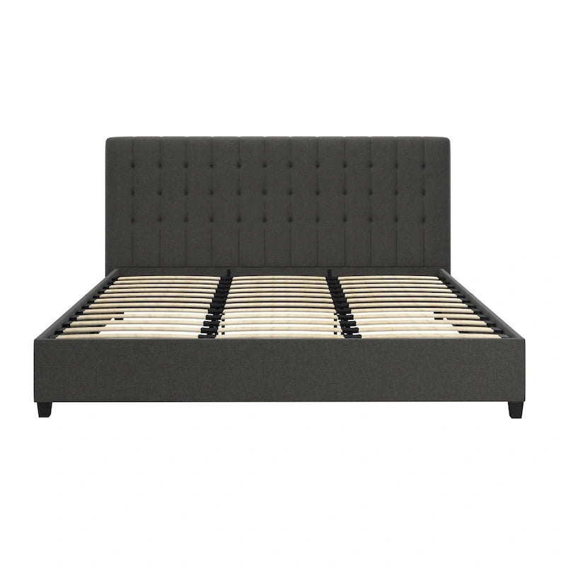 Lit plateforme capitonné | Tête de lit capitonnée carrée | Sans sommier tapissier, capacité de 227 kg